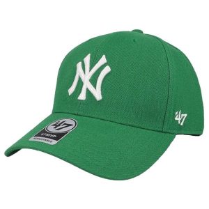 Czapka z daszkiem dla dorosłych New York Yankees MVP Cap. Zielone czapki 47 Brand, bez wzorów, z materiału, sportowe. Za 99,99 zł.
