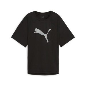 Damska koszulka z nadrukiem EVOSTRIPE PUMA Black. Czarne bluzki Puma, xl, bez wzorów, sportowe, bez kołnierzyka, bez ramiączek. Za 186,00 zł.