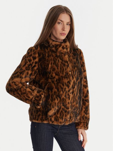 Guess Futro W5BL65 W3900 Brązowy Regular Fit. Brązowe płaszcze Guess, l, z aplikacjami, z futra, bez kaptura. Za 959,99 zł.