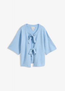 Cienki kardigan w paski. Niebieskie kardigany bonprix, z dzianiny. Za 79,99 zł.