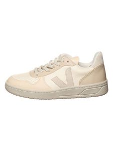 Veja Skórzane sneakersy "V 10" w kolorze kremowo-beżowym rozmiar: 37. Brązowe trampki Veja, bez wzorów, bez zapięcia. Za 461,21 zł.