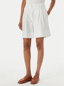 Tommy Hilfiger Szorty materiałowe WW0WW49040 Biały Wide Leg. Białe szorty TOMMY HILFIGER, bez wzorów, ze lnu. Za 489,99 zł.