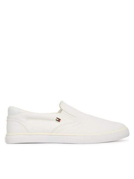 Tommy Hilfiger Tenisówki Th Low Profile Slip On FW0FW09103 Biały. Białe trampki TOMMY HILFIGER, bez wzorów, z materiału, bez zapięcia. Za 289,99 zł.