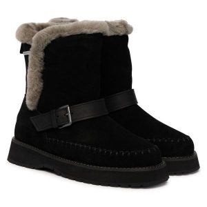 Śniegowce EMU Australia. Czarne buty zimowe EMU Australia, bez obcasa, bez zapięcia. Za 864,99 zł.