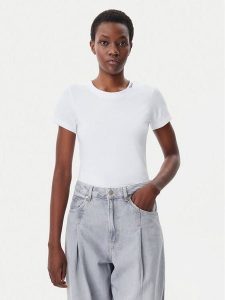 Calvin Klein Jeans T-Shirt Logo J20J225540 Biały Regular Fit. Białe t-shirty Calvin Klein Jeans, m, bez wzorów, z bawełny, bez kołnierzyka, bez ramiączek. Za 109,99 zł.