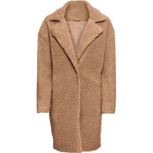 Płaszcz ze sztucznego futerka bonprix beżowy. Płaszcze marki bonprix. Za 109,99 zł.