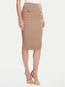 Guess Spódnica ołówkowa W5YD66 Z0130 Brązowy Slim Fit. Brązowe spódnice Guess, m, z aplikacjami, z wiskozy. Za 269,99 zł.