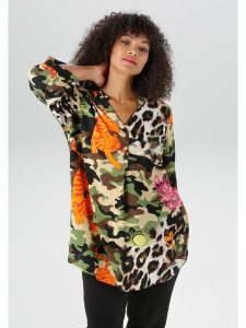 Aniston Bluzka ze wzorem rozmiar: 48. Bluzki Aniston, bez wzorów, z wiskozy, bez kołnierzyka, bez ramiączek. Za 86,99 zł.