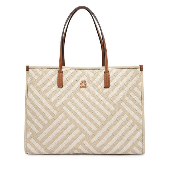 Torebka Tommy Hilfiger. Brązowe shopper bag TOMMY HILFIGER, bez wzorów, bez dodatków. Za 749,99 zł.