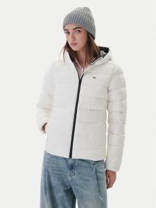 Tommy Jeans Kurtka puchowa DW0DW21617 Biały Regular Fit. Białe kurtki Tommy Jeans, xl, bez wzorów, z jeansu, bez kaptura. Za 579,99 zł.