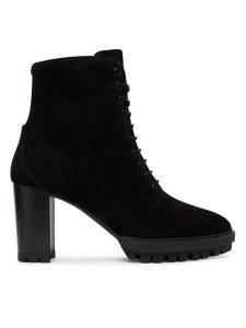 HÖGL Botki 0-187832-01000 Czarny. Czarne botki HÖGL, bez wzorów, ze skóry, bez obcasa, na słupku, bez zapięcia. Za 579,99 zł.