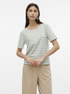 Vero Moda T-Shirt Abby 10304716 Zielony Regular Fit. Zielone t-shirty Vero Moda, m, bez wzorów, z syntetyku, bez kołnierzyka, bez ramiączek. Za 99,99 zł.