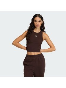 Adidas Top Essentials KD3821 Brązowy Slim Fit. Brązowe topy ADIDAS, xs, bez wzorów, z bawełny, bez kołnierzyka, bez ramiączek. Za 118,99 zł.