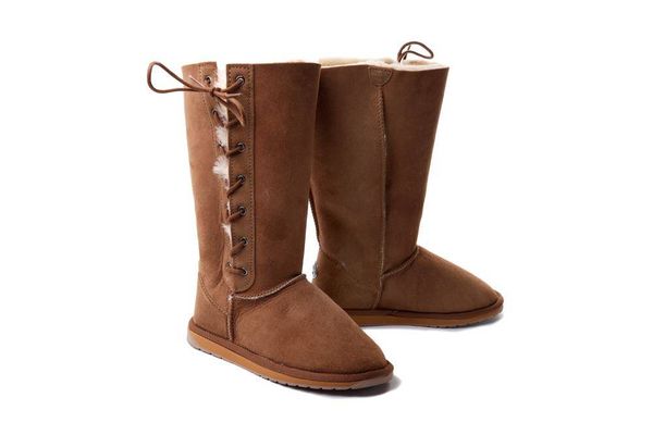 EMU AUSTRALIA Platinum Hi Lace WP11872 chestnut, kozaki damskie. Brązowe kozaki EMU Australia, na zimę, bez wzorów, ze skóry, bez obcasa, bez zapięcia. Za 699,93 zł.