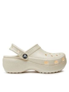 Crocs Klapki Classic Platform Glitter Clog W 207241 Écru. Klapki Crocs, bez wzorów, z tworzywa sztucznego, bez obcasa. Za 199,99 zł.