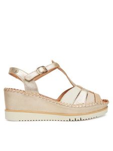 Pikolinos Sandały Aguadulce W3Z-1836Clc1 Złoty. Żółte sandały Pikolinos, bez wzorów, ze skóry, bez obcasa, na koturnie, bez zapięcia. Za 599,99 zł.