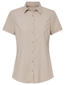 Koszula damska Seiland Shirt III. Brązowe koszule Vaude, bez wzorów, z materiału, bez kołnierzyka, bez ramiączek. Za 371,25 zł.