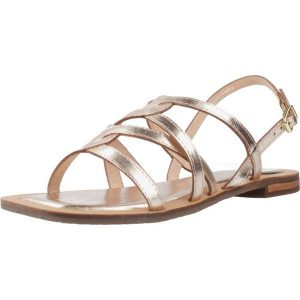 Sandały GEOX D55YFA Złoty. Żółte sandały Geox, bez wzorów, ze skóry, bez obcasa, bez zapięcia. Za 330,99 zł.