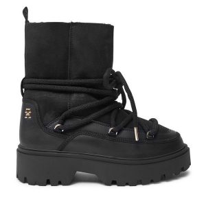 Śniegowce Tommy Hilfiger. Czarne buty zimowe TOMMY HILFIGER, bez obcasa, bez zapięcia. Za 569,99 zł.
