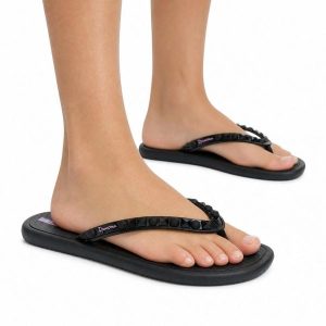 Japonki damskie Ipanema 27130 MEU SOL AD. Czarne klapki Ipanema, bez wzorów, z materiału, bez obcasa. Za 35,00 zł.