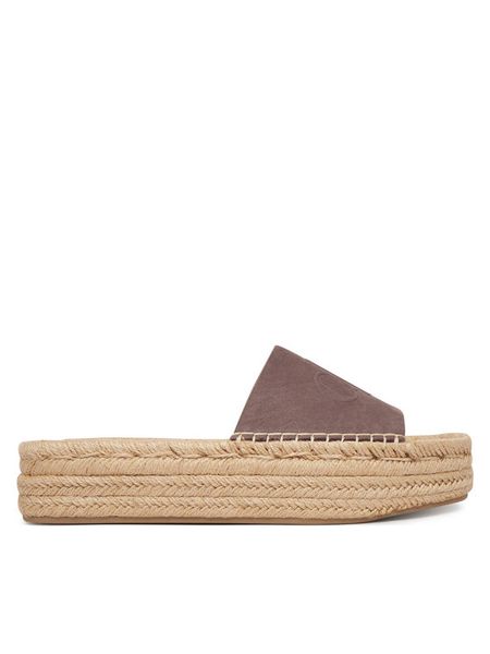 Calvin Klein Espadryle Flatf Espa Mule Nub Mg HW0HW02890 Brązowy. Brązowe espadryle Calvin Klein, bez wzorów, z nubiku, bez obcasa. Za 449,99 zł.