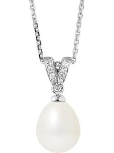 Pearline Srebrny naszyjnik z perłą - dł. 42 cm rozmiar: onesize. Białe naszyjniki Pearline, z cyrkonią, srebrne. Za 208,99 zł.