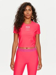 Versace Jeans Couture T-Shirt 76HAH602 Różowy Slim Fit. Czerwone t-shirty Versace Jeans Couture, xs, bez wzorów, z jeansu, bez kołnierzyka, bez ramiączek. Za 249,99 zł.