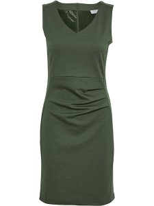 Kaffe Sukienka "Sara" w kolorze khaki rozmiar: M. Brązowe sukienki Kaffe, m, bez wzorów, bez kołnierzyka, bez ramiączek, midi. Za 140,86 zł.