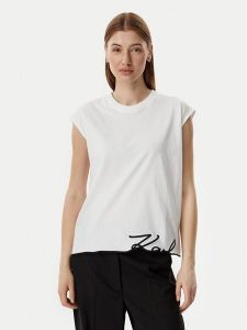 KARL LAGERFELD T-Shirt B2W17018 Biały Regular Fit. Białe t-shirty KARL LAGERFELD, l, bez wzorów, z bawełny, bez kołnierzyka, bez ramiączek. Za 274,99 zł.