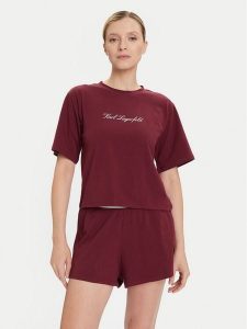 KARL LAGERFELD Piżama A4W45012 Bordowy Regular Fit. Czerwone piżamy KARL LAGERFELD, bez wzorów, z bawełny, bez ramiączek. Za 309,99 zł.