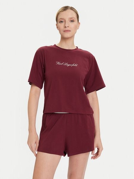 KARL LAGERFELD Piżama A4W45012 Bordowy Regular Fit. Czerwone piżamy KARL LAGERFELD, bez wzorów, z bawełny, bez ramiączek. Za 279,99 zł.