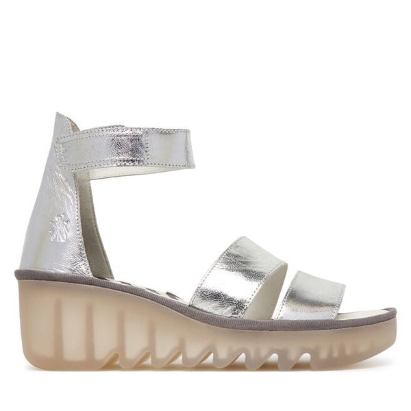 Sandały Fly London. Szare sandały Fly London, bez wzorów, bez obcasa, na koturnie, bez zapięcia. Za 547,99 zł.