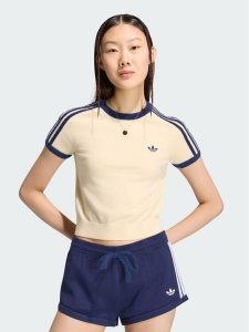 Adidas T-Shirt KS7376 Kremowy Slim Fit. Białe t-shirty ADIDAS, m, bez wzorów, z syntetyku, bez kołnierzyka, bez ramiączek. Za 198,99 zł.