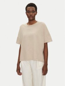 Bomboogie T-Shirt TW7441TJOR5 Beżowy Relaxed Fit. Brązowe t-shirty Bomboogie, bez wzorów, z bawełny, bez kołnierzyka, bez ramiączek. Za 99,99 zł.