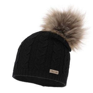 Czapka Damska z Wełny Merino Bafi - Czarna. Czarne czapki Molly, bez wzorów, z materiału. Za 59,00 zł.