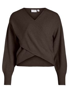 Vila Sweter w kolorze brązowym rozmiar: XL. Brązowe swetry oversize Vila, xl, bez wzorów, ze splotem, bez ramiączek. Za 87,61 zł.