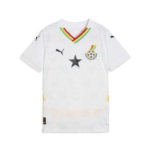 Młodzieżowa koszulka domowa Ghana 2025 PUMA White Pelé Yellow. Biała bluzki Puma, m, bez wzorów, młodzieżowe, bez kołnierzyka, bez ramiączek. Za 329,00 zł.