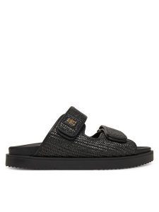 Tommy Hilfiger Klapki DOUBLE STRAP RAFFIA FW0FW08940 Czarny. Czarne klapki TOMMY HILFIGER, bez wzorów, z tworzywa sztucznego, bez obcasa. Za 329,99 zł.