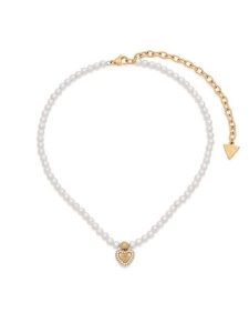 Guess Naszyjnik JUBN06 090JW Biały. Białe naszyjniki Guess, ze stali. Za 398,99 zł.