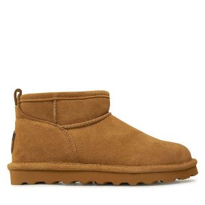 Śniegowce Bearpaw. Brązowe buty zimowe Bearpaw, bez obcasa, bez zapięcia. Za 449,99 zł.
