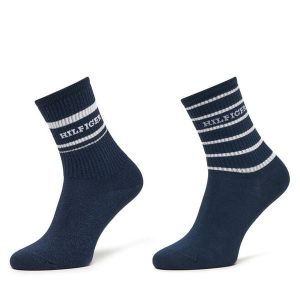 Skarpety długie Tommy Hilfiger. Niebieskie skarpetki TOMMY HILFIGER, bez wzorów. Za 59,99 zł.