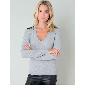 Sweter w kolorze szarym. Szare swetry klasyczne marki William de Faye, z kaszmiru. W wyprzedaży za 136,95 zł.