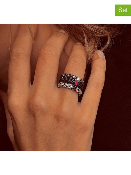 DI GIORGIO Srebrne pierścionki (2 szt.) z cyrkoniami rozmiar: 60. Czarne pierścionki DI GIORGIO, z cyrkonią, srebrne. Za 267,92 zł.