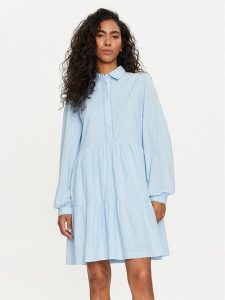 YAS Sukienka koszulowa Tia 26032815 Błękitny Regular Fit. Niebieskie kombinezony YAS, s, bez wzorów, z bawełny, bez kołnierzyka, bez ramiączek. Za 319,99 zł.