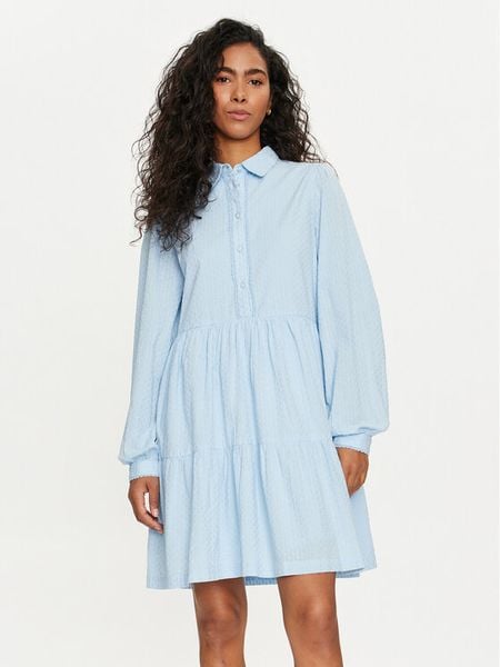 YAS Sukienka koszulowa Tia 26032815 Błękitny Regular Fit. Niebieskie kombinezony YAS, s, bez wzorów, z bawełny, bez kołnierzyka, bez ramiączek, koszulowe. Za 209,99 zł.