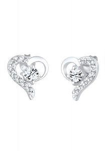 Elli Damskie kolczyki sztyfty serce z kryształami w srebrze próby 925 Sterling Silver Kolczyki 1 ct. Szare kolczyki Elli, z kryształem, srebrne. Za 203,99 zł.