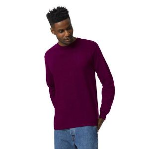 Ultra Bawełniana Koszulka Z Długim Rękawem Unisex Dla Dorosłych. Brązowe bluzki GILDAN, xl, bez wzorów, z bawełny, sportowe, bez kołnierzyka, bez ramiączek. Za 77,99 zł.