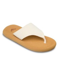 Sandały klapki japonki damskie SAMOLO. Brązowe klapki Roxy, bez wzorów, z materiału, bez obcasa. Za 149,99 zł.