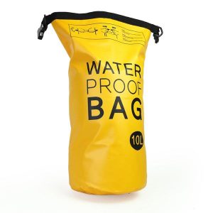 Dry Bag - wodoodporna torba 10 l - żółta - 17x46 cm - duffel bag. Żółte torby podróżne i sportowe EUROCATCH, bez wzorów, z materiału. Za 109,99 zł.