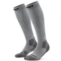 Wysokie skarpety hikingowe damskie kompresyjne z lekką amortyzacją CEP. Szare skarpetki CEP, bez wzorów, z elastanu. Za 209,00 zł.